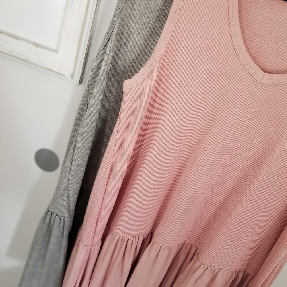 Rose Pink Spring Top Ruffle Rib Knit Layering Tank Top Summer Tops - Picture 9 of 9